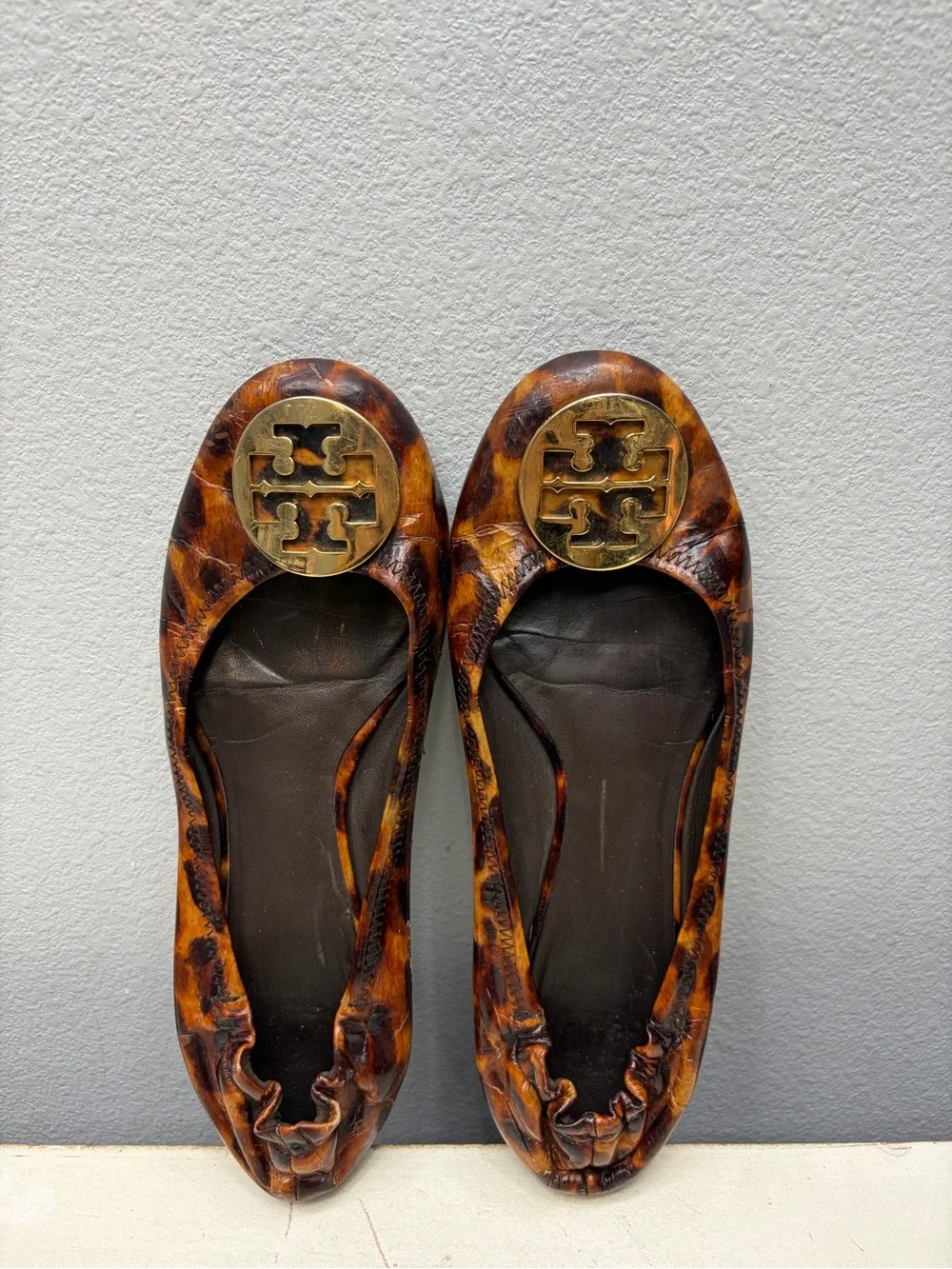 Tory Burch Cheetah Print Patent Leather Reva Flats Size 10